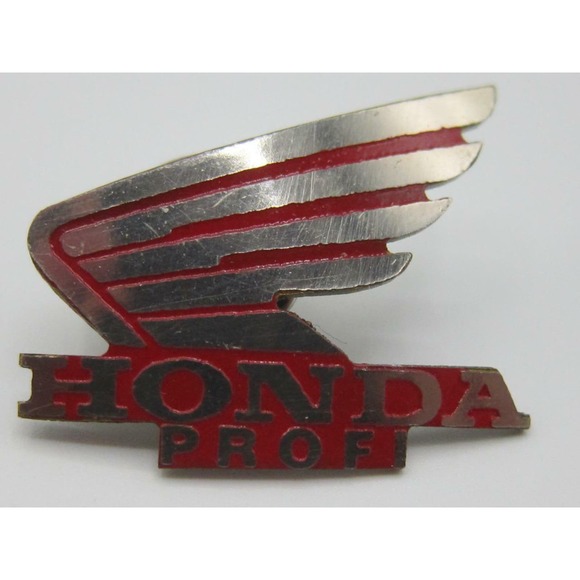 European Honda Motorcycle pin 1990s jacket lapel vest Red & Silver Wing mint HTF - Picture 2 of 5